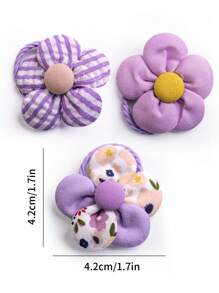 2 件随机颜色宠物毛发配饰，花卉图案发圈，适用于狗和猫