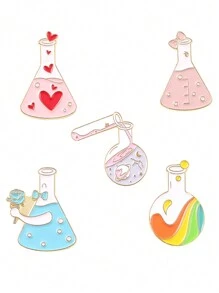 QIHOO 5 件烧杯珐琅胸针银河彩虹粉色心形蝴蝶结胸针包翻领徽章胸针作为送给科学爱好者的礼物 - 彩色 - 查看 9