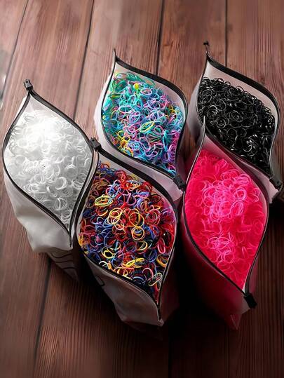 1000/2000 件女士彩色时尚一次性橡皮筋，便携式弹性发带，女士时尚发饰马尾辫夹