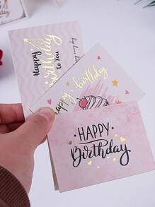 10 PCS Foil Greeting Cards, Personalized Birthday Gift Cards, Birthday Cake Wishes Cards, Birthday Folded Greeting Cards Pieces, Simple Little Fresh Cards, Gifts Flower Shop, Wishes Birthday Cards For Friends And Family., Back To School Valentine Day