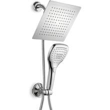 Ultra-Luxury 9" Rainfall Shower Head/Handheld Combo. Convenient Push-Button Flow Control Button For Easy One-Handed Operation. Switch Flow Settings With The Same Hand! Satin Nickel - 銀色 - 查看 1