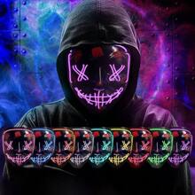 Cyberpunk LED Glow Mask V-Shaped Full Face Cold Light Mask, Funny Rave Party Cosplay PVC Ghost Face - Multicolor - View 2