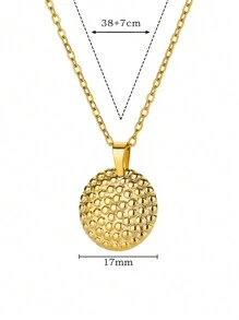 1 件装椭圆形太阳吊坠项链女式防水金色太阳项链新款情侣美观优质不锈钢首饰项圈 - 金黃色 - 查看 7