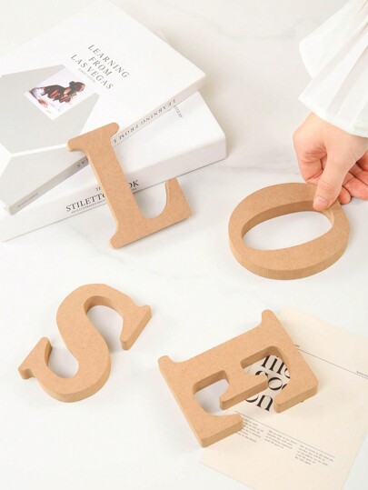 1pc Wooden Crafted English Letter Decor Piece, Suitable For Home, Living Room, Reception Counter Best Gifts Birthday Graduation