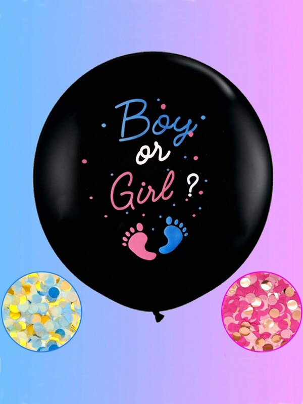Jumbo 36 Inch Gender Reveal Balloon, Big Black Balloons With Pink And Blue Confetti Packs, Gender Reveal Party Supplies Decoration Kit