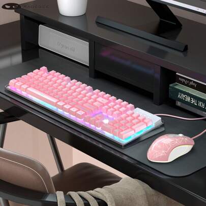 MageGee Gaming Keyboard and Mouse Combo, K1 RGB LED Backlit Keyboard with 104 Keys Computer Keyboard for PC/Laptop(Pink)