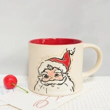 1pc 咖啡杯 圣诞陶瓷杯 约500ml 简约 带手柄陶瓷咖啡杯 日常居家使用 适合朋友节日礼物 创意马克杯 - 白色 - 查看 5