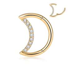 1 pièce Boucles d'oreilles hélix/daith en forme de lune pour femmes et hommes, anneau de clicker de septum, boucles d'oreilles créoles