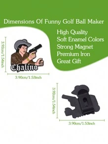 1/4 件高尔夫帽夹，简约金属新卡通别针，趣味装饰针高尔夫帽徽章，棒球帽链，墨西哥风格人物枪支胸针，送给朋友的礼物（礼品卡）