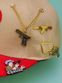 1/4 件高尔夫帽夹，简约金属新卡通别针，趣味装饰针高尔夫帽徽章，棒球帽链，墨西哥风格人物枪支胸针，送给朋友的礼物（礼品卡）