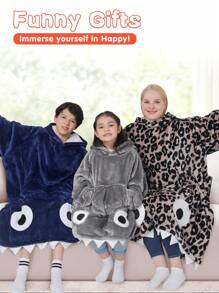 Shark Hoodie Blanket For Adult, Shark Wearable Blanket Hoodie Gifts For Women Men, Funny Blanket With Sleeves Is Funny Gift, Hooded Blanket Shark Gifts - 豹 - 查看 6