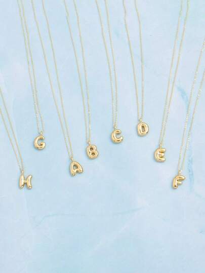1pc Minimalist Cute Letter Pendant Necklace, Fashionable Balloon Glossy Surface Chunky Pendant Necklace Jewelry