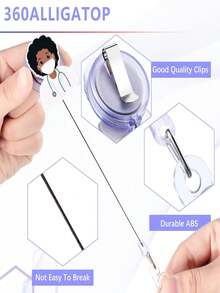 6 Pieces Of Mixed And Match Girl Nurse Easy To Pull Buckle Work Nurse Certificate Easy To Pull Chest Card Clip ID Telescopic Buckle Chest Card Suitable For Nurses, Doctors, Students (Exquisite Style)Creative Gift For Back To School, Birthday - Black - View 7