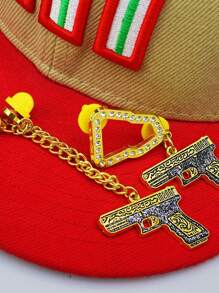 1/4 件高尔夫帽夹，简约金属新卡通别针，趣味装饰针高尔夫帽徽章，棒球帽链，墨西哥风格人物枪支胸针，送给朋友的礼物（礼品卡）