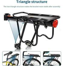 UNHO Bike Rear Rack Carrier Universal Adjustable Bicycle Rear Luggage Touring Carrier Racks 50KG Capacity Adjustable Mountain Bicycle Back Seat Rack Holder With Reflector