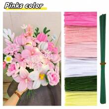 管道清洁器花朵套件，600 件管道清洁器雪尼尔茎，6 种颜色混合，30 根花茎，12 英寸工艺品散装，人造雪尼尔茎花创作，管道清洁器工艺品，适用于 DIY 艺术和工艺项目创意礼品包装派对装饰品