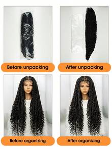 32 Inch Boho Style Pre-Braided Full Lace Synthetic Golden Curly Goddess Braids Corn Rows Wig For Women - Black - View 10