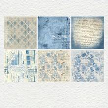 36pcs 6"X6" Vintage Blue Paper Pad Pattern Art Papers For Gift Album Art Decorative Craft Paper, Watercolor DIY, Retro Decoration, Printing Card Making Gifts Packing Decoration Back To School