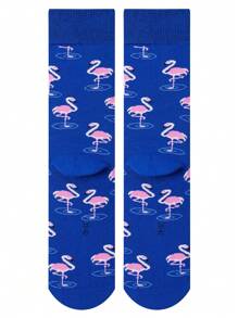 1 par de calcetines divertidos para mujer, nuevos calcetines de moda locos y geniales para hombres, calcetines populares para damas y niñas con diseño de flamencos - Azul - Ver 4