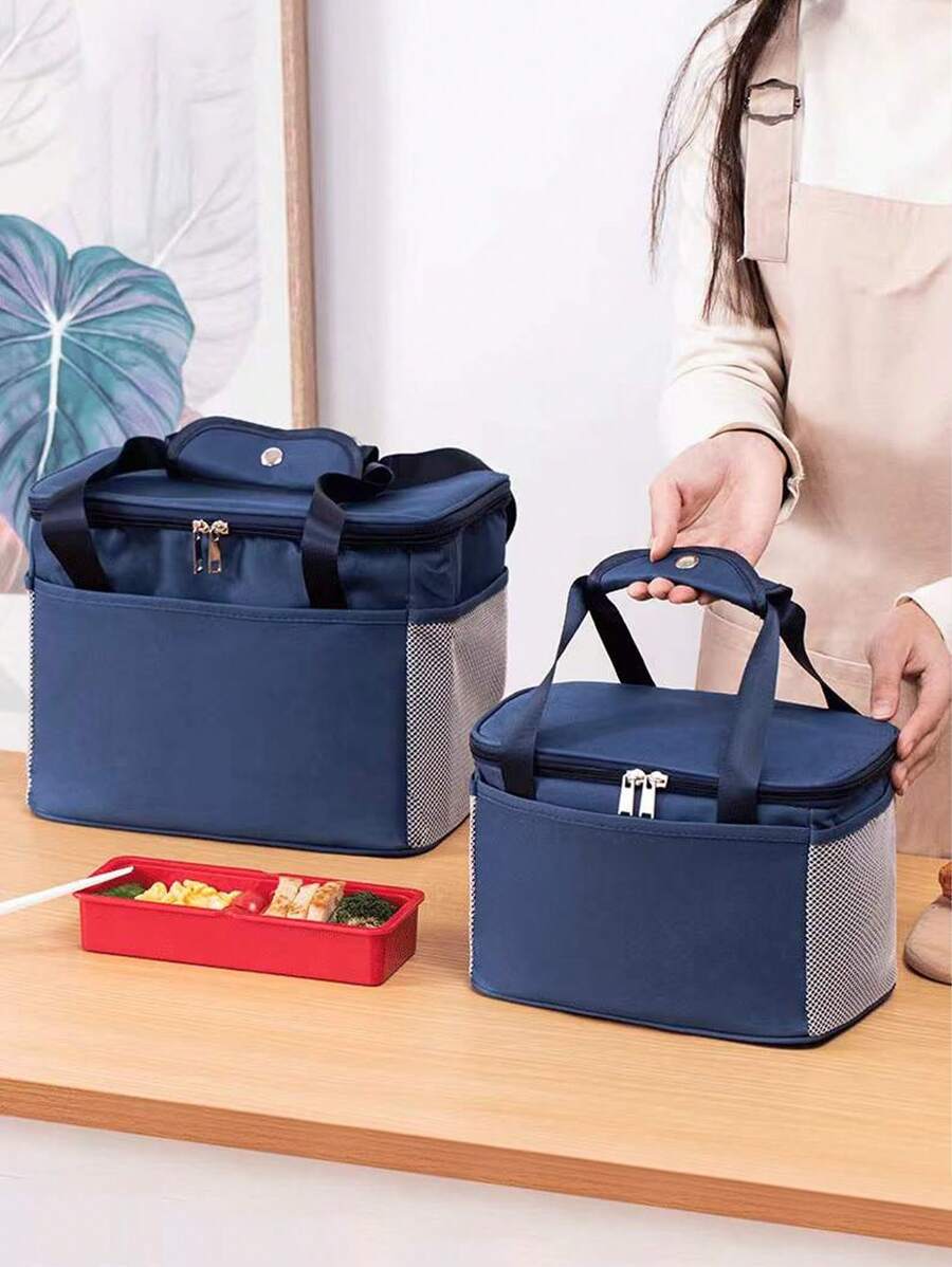 1pc Portable Lunch Bag - Navy Blue - View 1