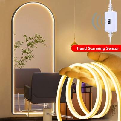 1m/2m/3 Meters/4m/5m LED Neon Flexible Light Strip, Decoration Lighting, USB Power Supply Hand Sweep Sensor Dimmable Light, Bedroom Living Room Display Cabinet Bathroom Mirror Backlight
