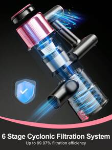 Cordless Vacuum Cleaner, 350W/30Kpa 8 In 1 Powerful Stick Vacuum, With Anti-Tangle Brush And Upgraded Green Light, 40mins Runtime Rechargeable Lightweight Vacuums For Hardwood Floor, Carpet, Pet Hair - Pink - View 5