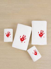 1/3 Stück Halloween Korallenfleece Blut-Handabdruck Herbst dekorative bestickte Handtücher oder Badetücher, Feiertags-Geschenk, Frohe Halloween, Feiertags-Dekor Dusch-Handtücher für Schönheitssalon, Hotel Sport, Zuhause Essentials, Handtuch, Hautpflege Badetuch