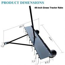 48 Inch Lawn Dethatcher,Pull Behind Dethatcher For Lawn Care,Pull UP Thatch,Moss,Leaves,Steel Tow Behind Dethatcher With 24 Tines For Lawn Tractor,Farms Yard Tools - 45.3 英吋深 x 48 英吋寬 x 34.1 英吋高 - 查看 2