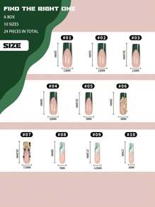 Get Charm 24 Pieces Of Medium Rectangular Nails Green French Wearable Press One Nails Set Gold Cute Smart Three-Dimensional Butterfly Charm False Nails Rhinestones Pile Rhinestone Flashing Gem Nails Green Gradient Smudge Glitter False Nail Patches With A Free Piece Of Jelly Glue And A Nail Rub Full Coverage Wearable Nail Set Suitable For Party Dances And Daily Wear Nail Supplies Nails