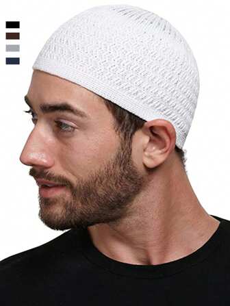 1pc Unisex Knit Beanie, European And American Wave Pattern Knitting Warm Hat, Muslim Turban Knit Cap, Ideal Gift Fall Outfit