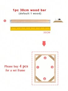 SURELIFE 1 Set Wood Canvas Stretcher Frame DIY Bars Kit For Gallery Wrap Oil Painting Mounting Stretcher Strips Oil Painting Wall Art Decor 12X16 16X20 16x24in 20x40in