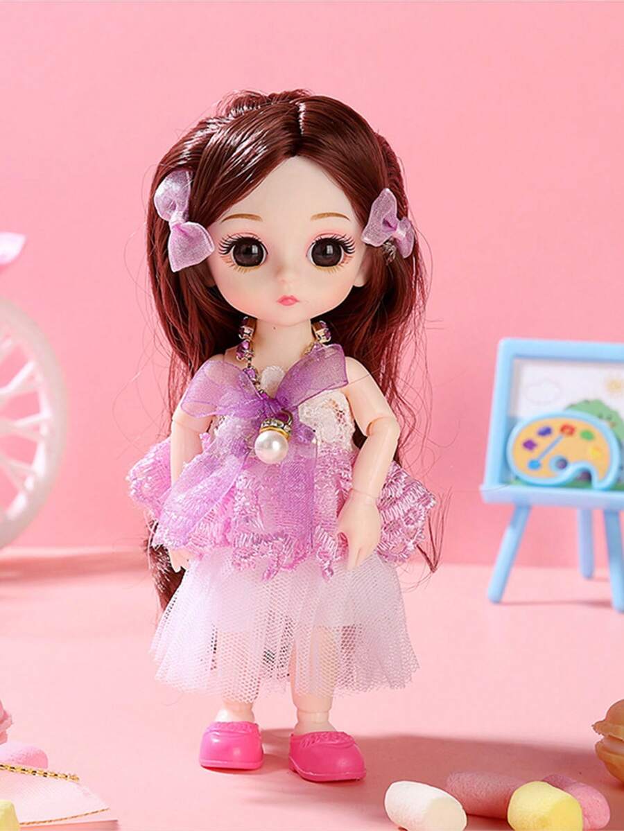 1 pieza Muñeca para vestir, juguetes de regalo de muñeca linda, ornamentos de muñeca de plástico - Multicolor - Ver 1