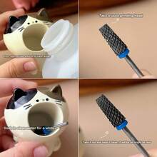 Manicure Tool Japanese Style Sanding Head Storage Tube, Cute Cartoon Eat Rice Cat, Shiba Inu, Dinosaur, Rabbit Brush Washer Cup - Multicolor - View 2