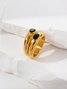 Mazuer 1 chiếc nhẫn đá Zirconia hình bầu dục hai lớp mạ vàng phong cách cổ điển, phụ kiện đa năng cho các buổi hẹn hò, ngày nhà giáo, lễ tốt nghiệp, lễ tạ ơn, trở lại trường, Halloween, tiệc ngày lễ, đi làm hàng ngày, kỳ nghỉ - Vàng - Xem 15