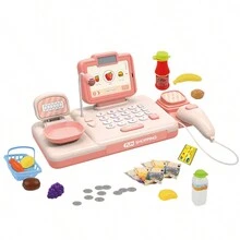 Caja registradora de supermercado, juguete todo en  de simulación, cajero para bebés, niño y niña, juego de casa de juegos - Naranja - Ver 2