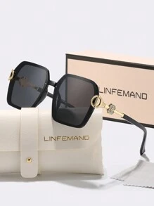 LINFEMAND 别致方框时尚眼镜，奢华渐变镂空雕花设计，适合海滩、派对、节日礼物，男女通用，适合夏季海滩度假、户外、旅行 - 彩色 - 查看 6