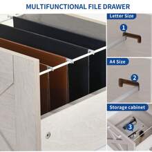 60 Inch L Shaped Desk With Power Outlets Corner Computer Desk With File Drawer And Storage Cabinet For Home Office, Study Room - Maple - Xem 6