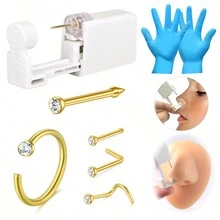 AVYRING 7Pcs Nose Piercing Kit, Piercing Gun Built-In Nose Studs, Painless Self Piercing Kit With 20G Nose Rings Studs, Disposable Piercing Gun For At Home Nose Piercing - Multicolor - View 12