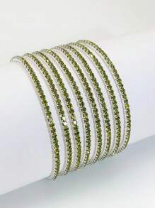 8pcs/10pcs/20pcs/30pcs Rhinestone Beaded Elastic Tennis Bracelet For Women, Fashionable & Versatile, Full Color Options - Elastic Bracelet - View 35