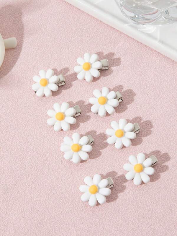 8 Stücke Gänseblümchen Haarclips für kleine Mädchen, geeignet für Urlaub, tägliche Ausflüge