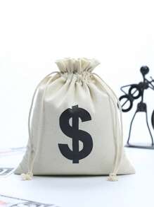 1 pièce Sac à argent en canevas pour fête, sac à argent de déguisement avec signe du dollar, sacs à argent de 20 x 17 cm pour faveur de fête, braquage de banque, pirate, cowboy, thème de fête déguisée