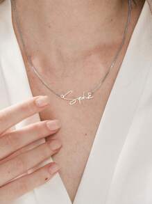 Personalized Name Necklace With Box Chain Custom Name Necklace For Women Stainless Steel Customized English Letter Name Pendant Handmade Jewelry Unique Birthday Gift For Her Mom Girlfriend, Wife,Bridesmaid Gold Stylish, Fall Fashion, Vintage For Father's Day, For Weddings, For Daily Wear