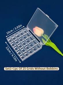 1pc Clear High-Quality PC (Polycarbonate) Material Bobbin Case For Household Sewing Machine, Multipurpose Thread Spool Organizer, Bobbin Storage Box, Sewing Accessory. Available In Empty Box Or Complete Set With Bobbins, 25 Or 36 Grids. - Clear - View 10