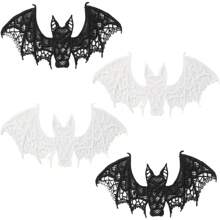 1pc Black & White Milk Silk Bat Cloth Patch, Halloween Decor Applique