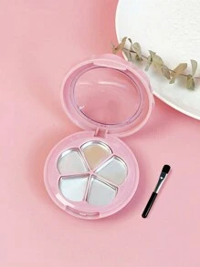 1pc Pink Petals Double-Layer Makeup Palette With Mirror, 5-Grid Eyeshadow, Concealer, Lipstick And Blush Storage Box, Portable For Travel - Multicolor - View 2