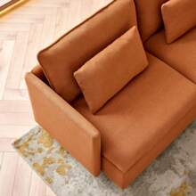 92"Teddy Fabric Sofa, Modern Corner Sectional Sofa With Support Pillow For Living Room, Apartment & Office.(Orange)