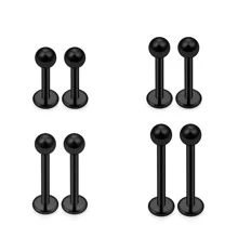 8 pièces Ensemble de bijoux de piercing de nez, cartilage, lèvre, 16G, anneau de labret, 6 mm / 8 mm / 10 mm / 12 mm