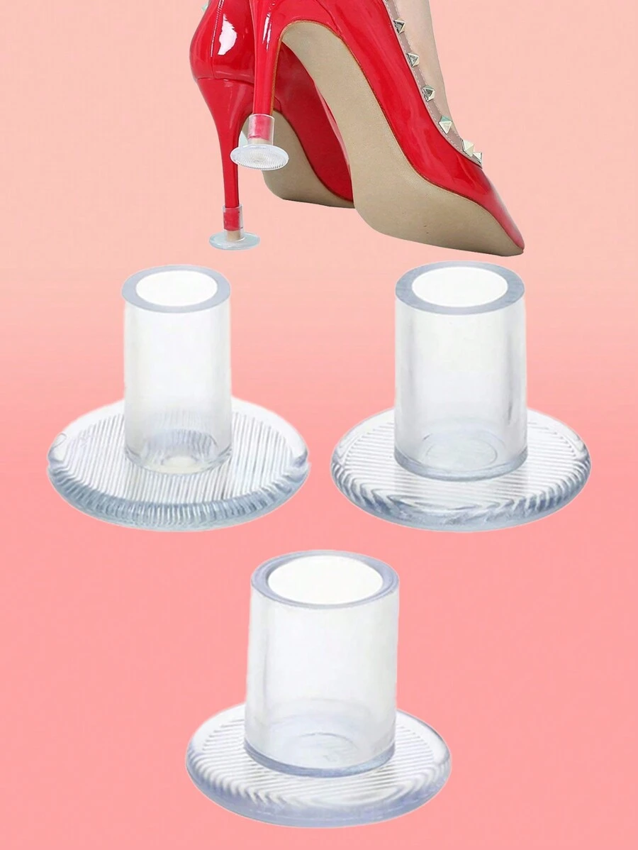 1 双高跟鞋保护套，PVC 防滑耐磨静音圆形鞋跟套，适用于女士草坪沙滩拉丁舞鞋软后跟鞋套，3 种尺码适用于女士凉鞋女士高跟鞋