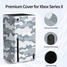 AOLION Carcasa protectora de PU para la consola Xbox Series X y S, estuche a prueba de polvo con placa frontal magnética, piel para consola de juegos - camuflaje azul - Ver 8