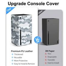 AOLION Carcasa protectora de PU para la consola Xbox Series X y S, estuche a prueba de polvo con placa frontal magnética, piel para consola de juegos - camuflaje azul - Ver 5